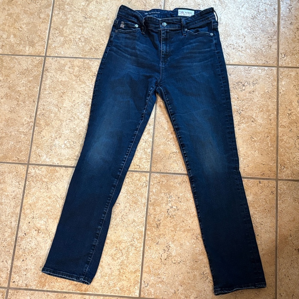 AG Adriano Goldschmied Straight Leg Jeans in Dark Blue Wash
